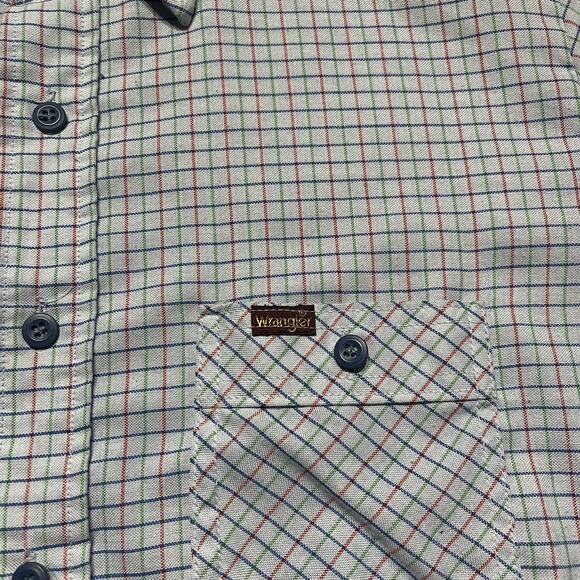 Vintage 70s Wrangler Light Blue Plaid Pattern Shirt - Picture 2 of 3